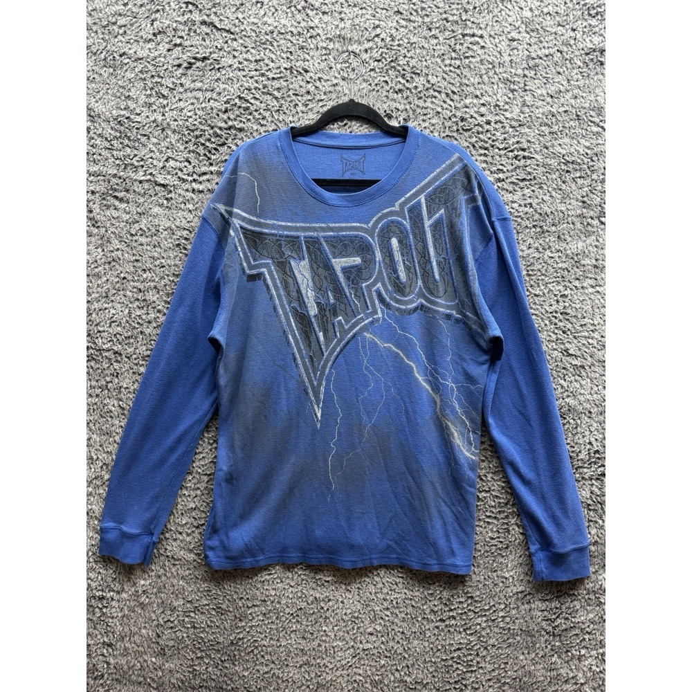 Vintage Tapout Long-sleeve Thermal Shirt Lightning Affliction Style XXL Y2K Blue